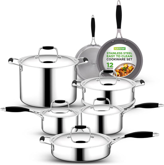 NutriChef 12-Piece Stainless Steel Kitchenware