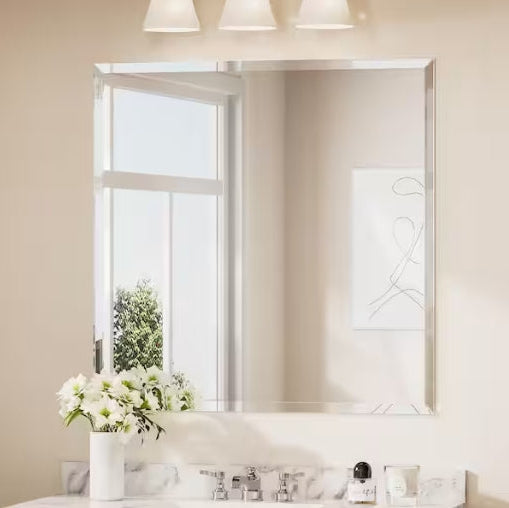 Rectangular Beveled Frameless Wall Mount Bathroom Vanity Mirror Decorative Wall Accent Mirror