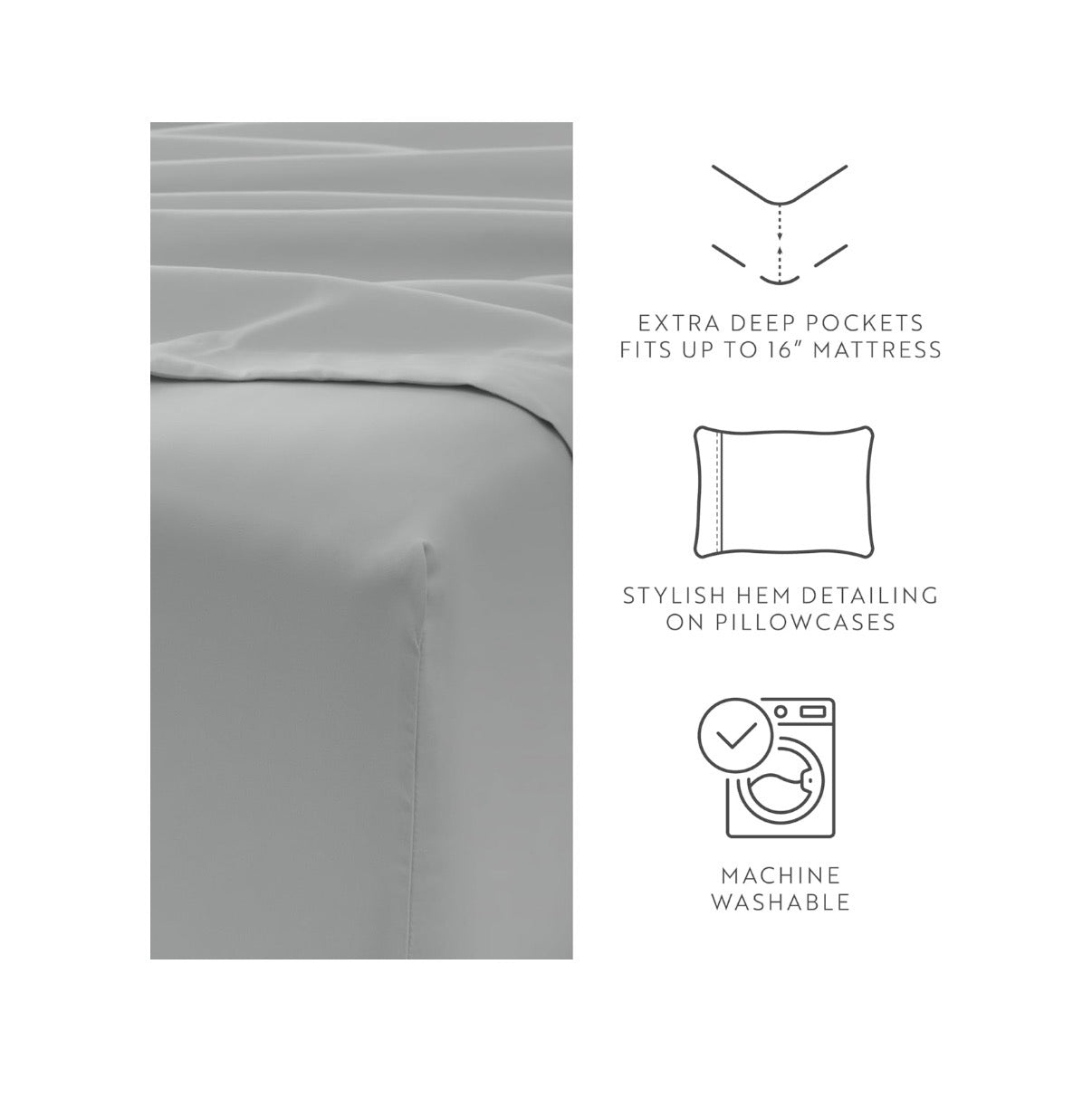 Linen Market 6 Piece Bed Sheet Set (Light Gray) (New)