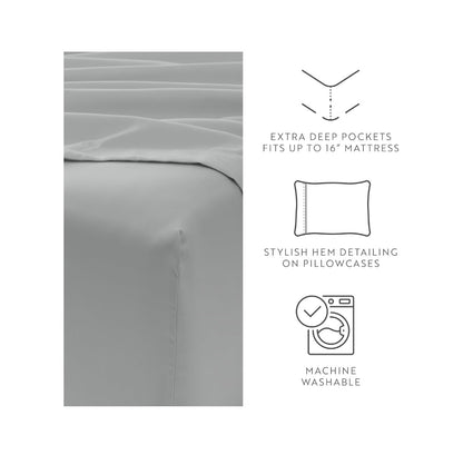 Linen Market 6 Piece Bed Sheet Set (Light Gray) (New)