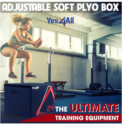 Yes4All 6 Inch Adjustable Soft Plyo Box, Jumping Trainer - For Plyometric Exercises and Conditioning, Multiple Height Variations