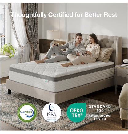 Novilla Twin Size Mattress, 10 Inch Hybrid Mattress in a Box, Comfort Sleep Pocket Innerspring Pillow Top Mattresses for Motion Isolation, Pressure Relief & Edge Support, Medium Firm, CertiPUR-US (New in Box)