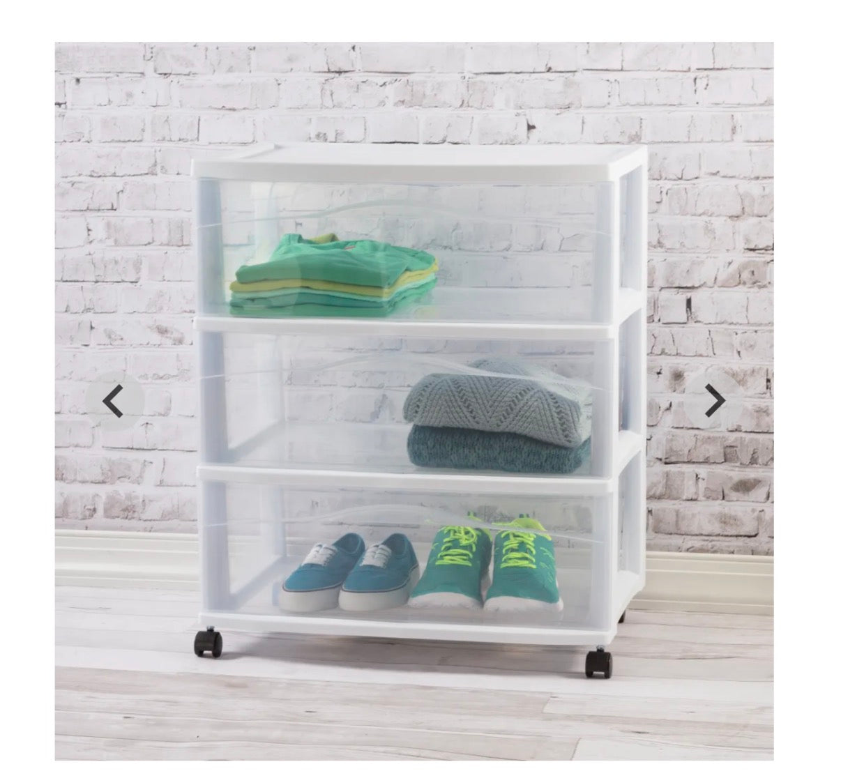 Sterilite Wide 3 Drawer Cart (White) (New in Box)