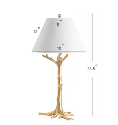 Jonathan Galen Resin Transitional 33.5" Gold Leaf LED, rotary socket table lamp with linen shade