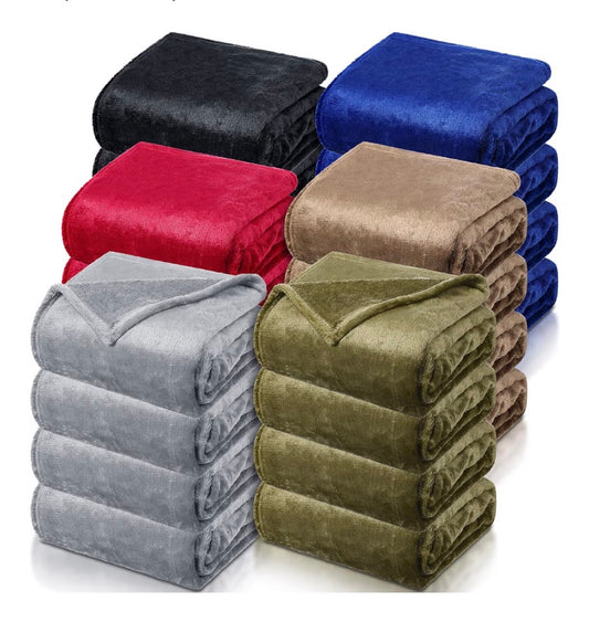 Toulite 24 Piece Bulk Flannel Fleece Blankets