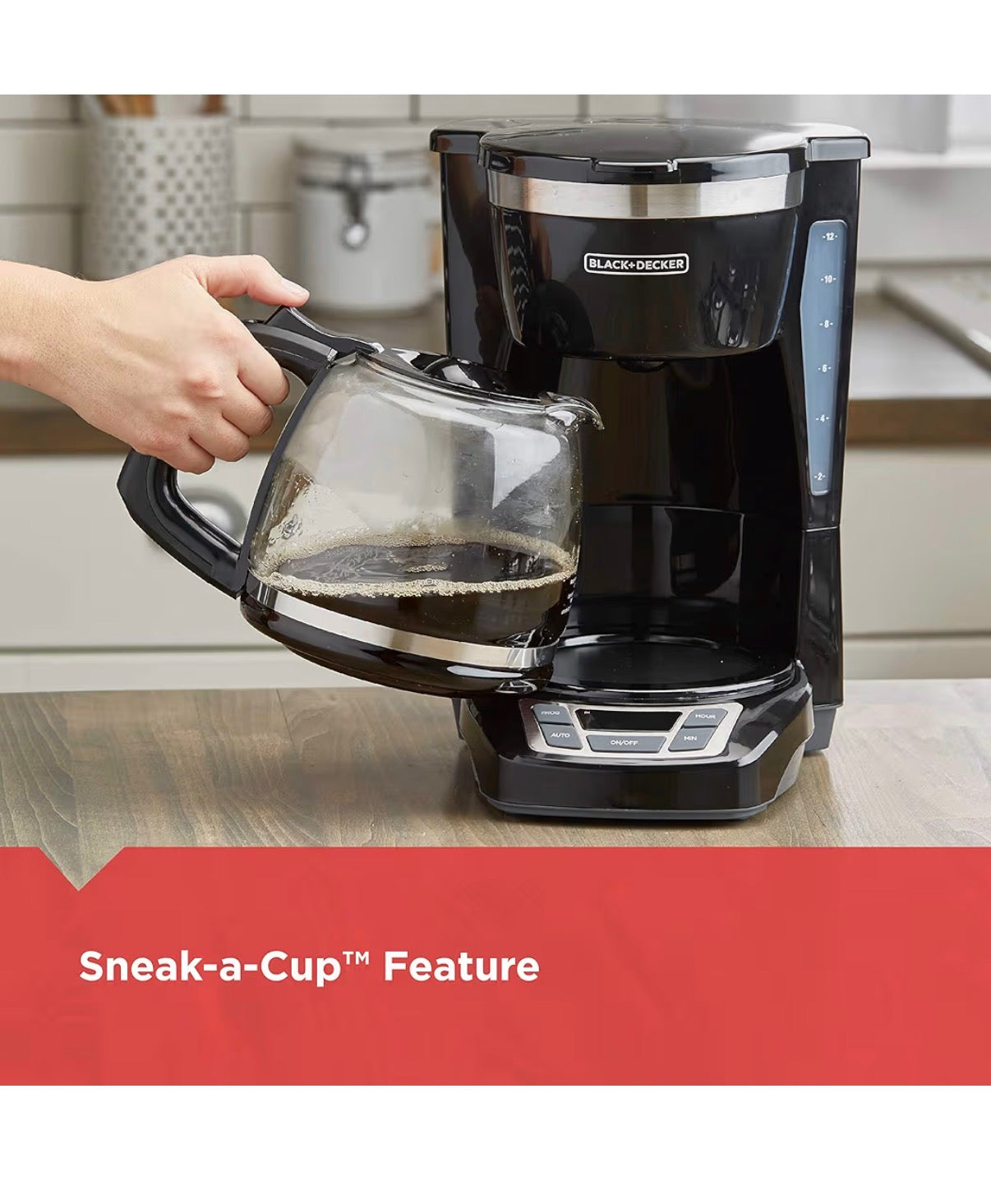Black & Decker 12 Cup Drip Coffee Maker with Vortex Brewing for Rich Coffee Extraction, Programmable Timer, Sneak-A-Cup and Auto Shutoff (Black) (New in Box)