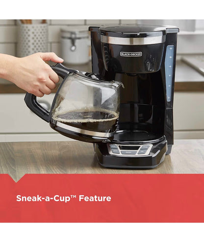 Black & Decker 12 Cup Drip Coffee Maker with Vortex Brewing for Rich Coffee Extraction, Programmable Timer, Sneak-A-Cup and Auto Shutoff (Black) (New in Box)