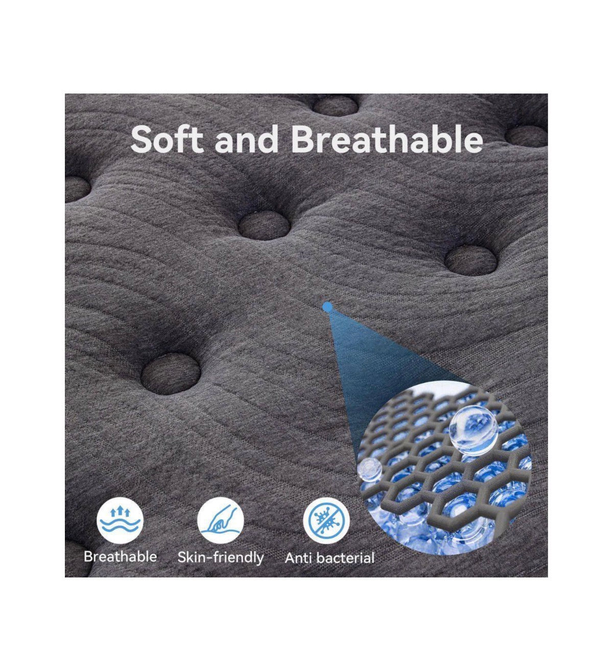 King Mattress 12 Inch Hybrid Mattress in a Box Medium Firm with Euro Top for Pressure Relief (New in Box)