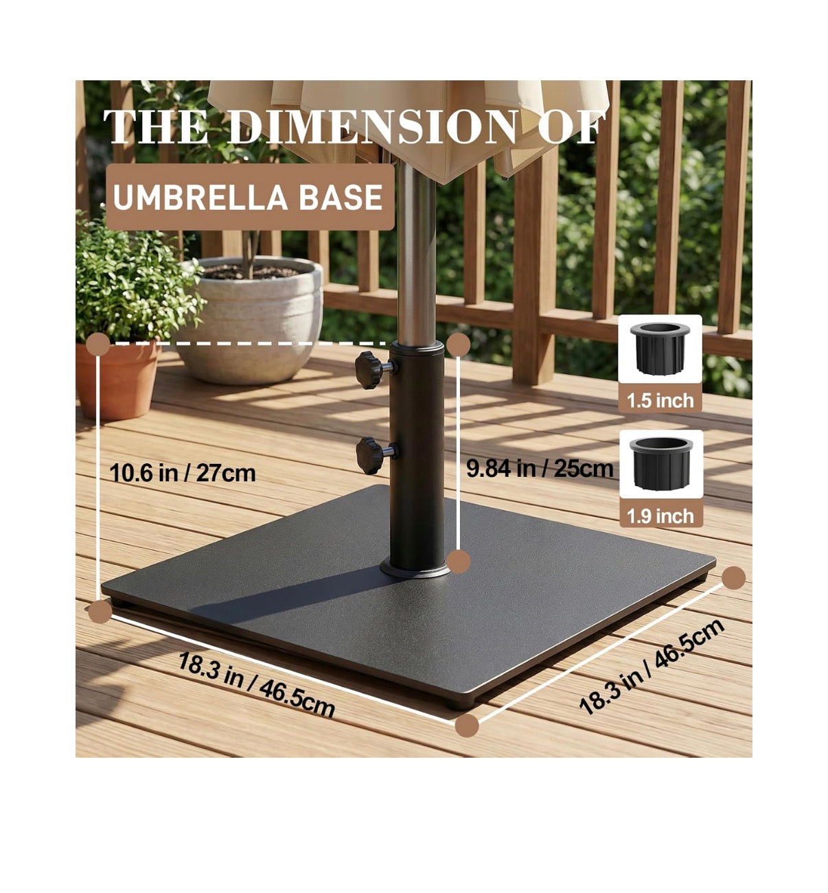 38 lb Heavy Duty Square Steel Plate Patio Market Table Umbrella Base Stand Weight for Outdoors (Black) (New in Box)