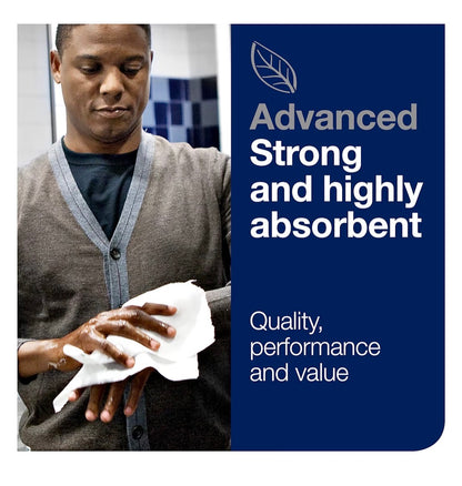 Tork Matic Hand Towel Roll, White With Gray Leaf, Advanced, H1, 100% Recycled Fiber, High Absorbency, Medium Capacity, 2-Ply, 6 Rolls x 525 ft - 290092A