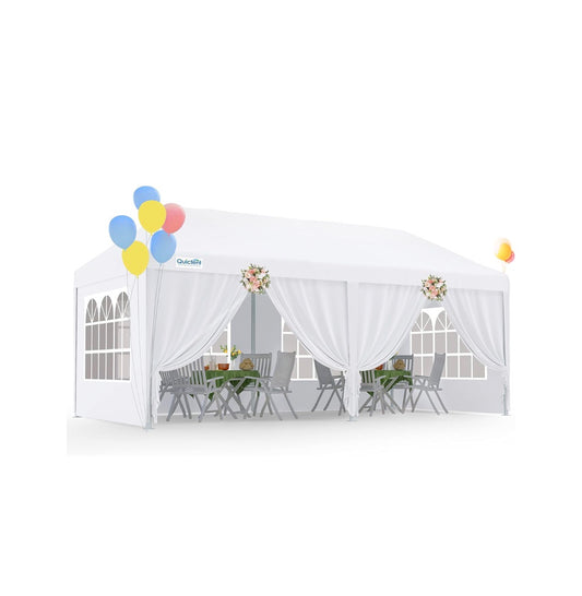 Quictent 10ft. X 20ft. Party Tent Gazebo Wedding Canopy tent for Parties BBQ Shelter Pavilion with Removable Church Sidewalls & Elegant Church (White) (New in Box)