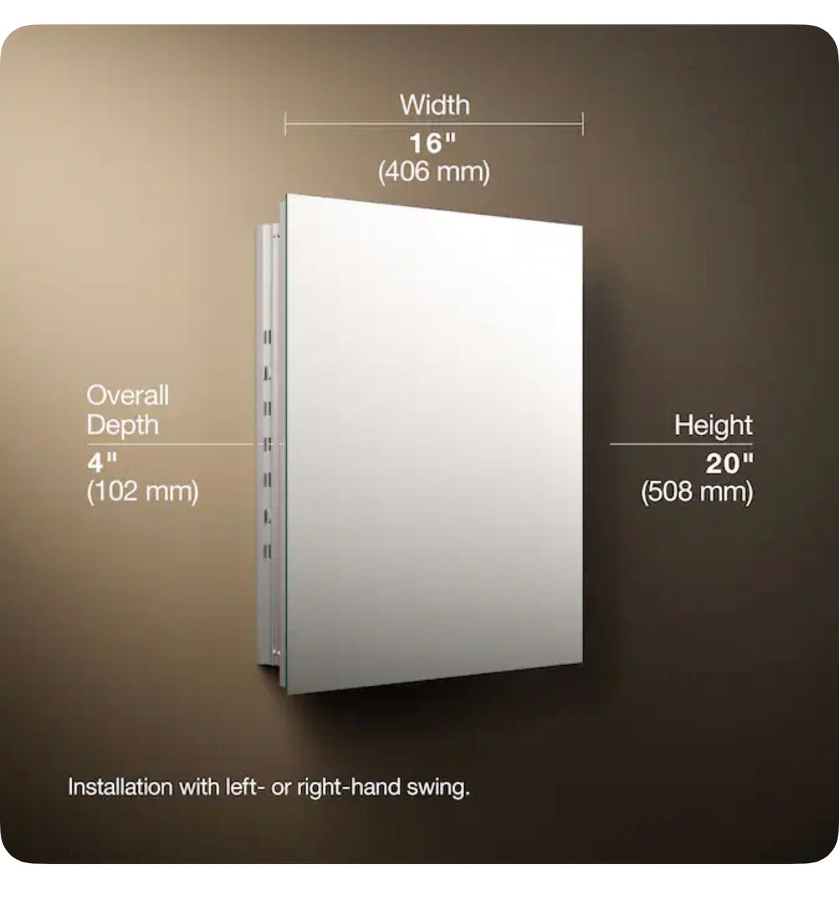 Kohler Embark 16 Inch X 20 Inch Recessed Mount Anodized Aluminum Mirrored Rectangle Medicine Cabinet (New in Box)