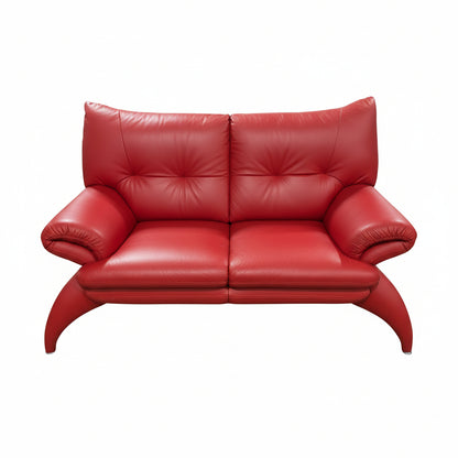 Modern Red Leather Loveseat
