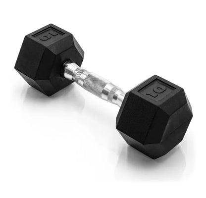 (New) Two 10lbs Coated Hex Dumbbell with Contoured Handle