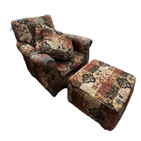 Stationary Fabric Accent Chair w/ Ottoman