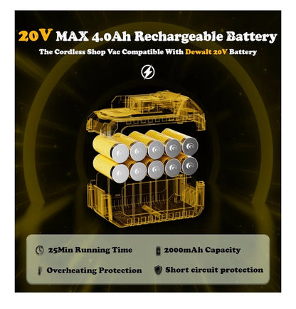 3-in-1 Shop Vac Cordless & Corded, Versatile Power Supply with Tire Inflator and Blower Functions