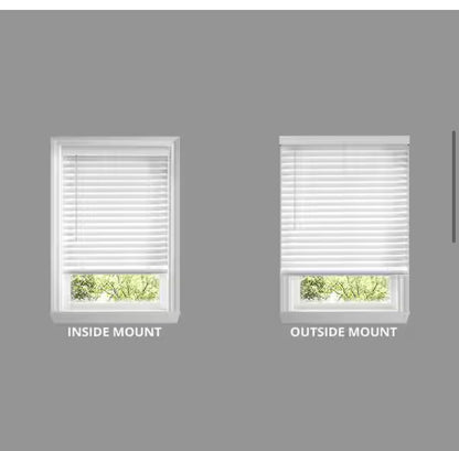 White cordless faux wood blinds for windows with 2 inch slats - 33.5 inches W X 48 inches L