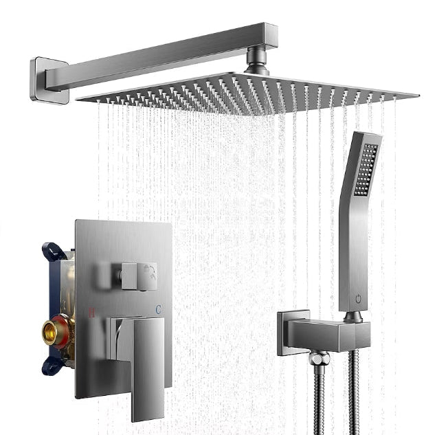 (New) FORIOUS 12-inch Brushed Nickel 12-in Waterfall Dual Head Shower Tower System