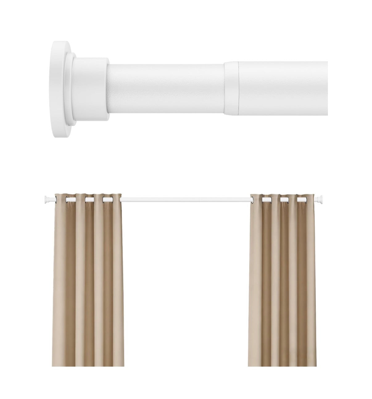 Heavy Duty Tension Curtain Rod 42 Inch to 76 Inch Anti-Slip Spring Loaded Curtain Rods No Drilling, Apartment Renter Friendly Tension Rod for Windows, Bathroom, Closet & Door (White) (New in Box)