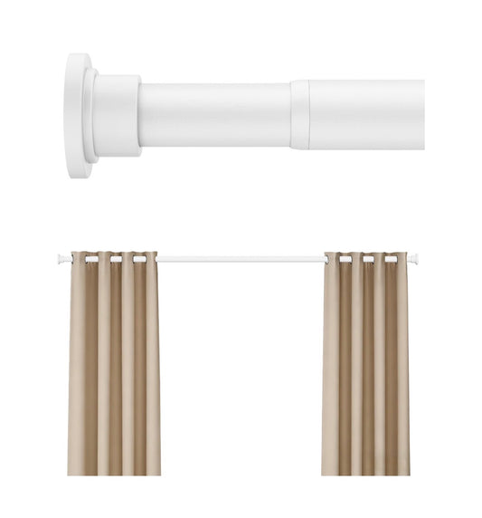 Heavy Duty Tension Curtain Rod 42 Inch to 76 Inch Anti-Slip Spring Loaded Curtain Rods No Drilling, Apartment Renter Friendly Tension Rod for Windows, Bathroom, Closet & Door (White) (New in Box)
