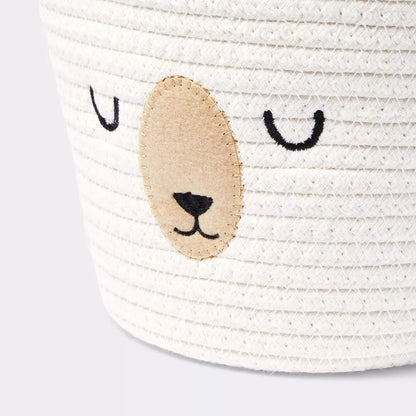 Small Tapered Round Coiled Rope Round Basket Sleepy Bear - Cloud Island™