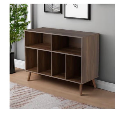 Record Player Stand with Vinyl Storage Cabinet, Wood Turntable Table Open Shelf Holder Up to 350 Albums Cube Storage Organizer for Living Room, Office (Brown) (New in Box) Assembly Required