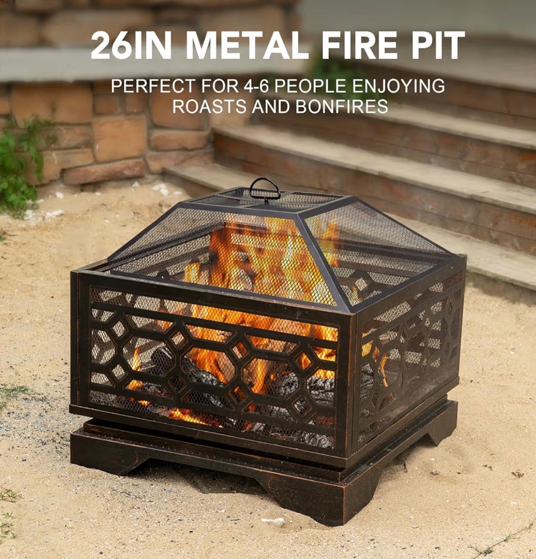 Outdoor Fire Pit - 26 inch wood burning firepit