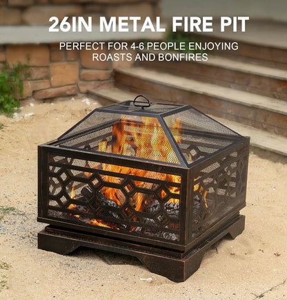 Outdoor Fire Pit - 26 inch wood burning firepit