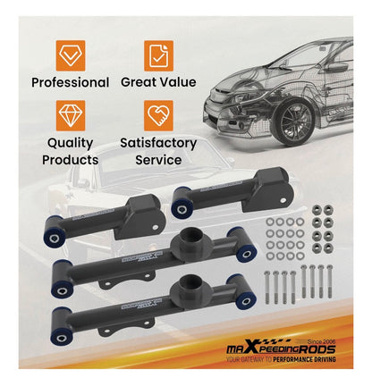 MaXpeedingrods Rear Control Arms Kit for Ford Mustang, Mercury Capri 1979-2004, Cobras 1993-1998, 4/6/8 Cylinder, 4 Pieces (New in Box)