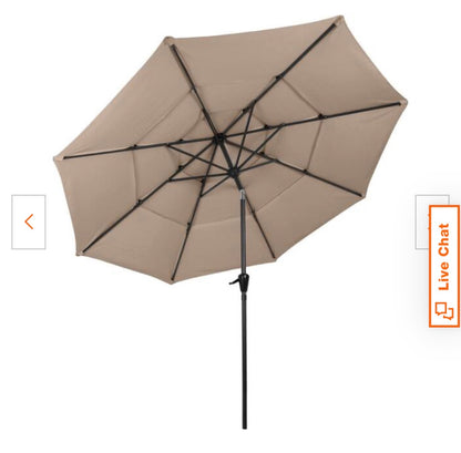 10 ft. Steel Market Patio Umbrella with 3-Tiered Sunshade and Push Button Tilt and Easy-Open Crank (Beige) New in Box