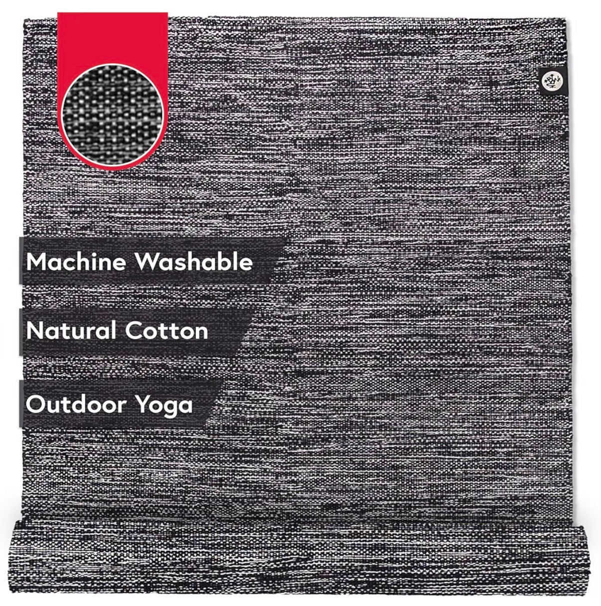 Manduka Shala Yoga Rug 71 Inch X 26 Inch Outdoor Yoga & Meditation Foldable & Machine Washable Natural Cotton Handmade (Black) (New)