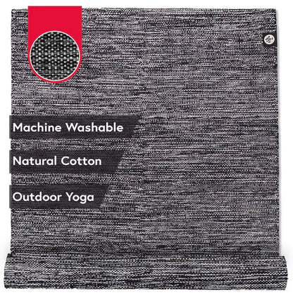 Manduka Shala Yoga Rug 71 Inch X 26 Inch Outdoor Yoga & Meditation Foldable & Machine Washable Natural Cotton Handmade (Black) (New)