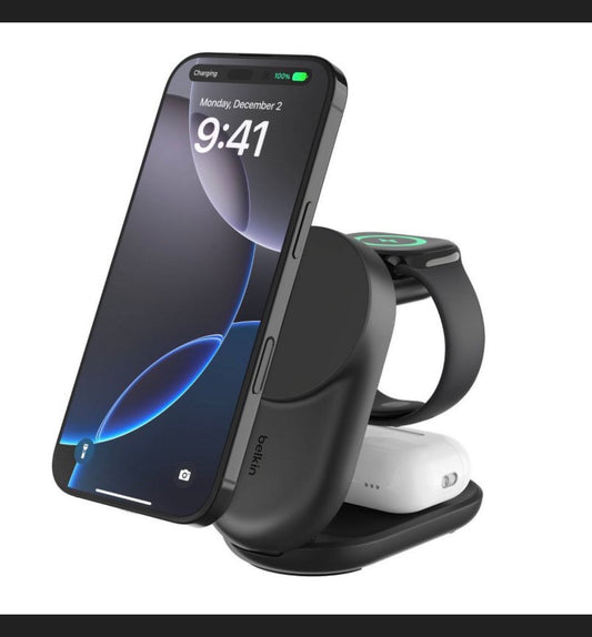 Belkin 25W Qi2 3-in-1 Stand (Black) (New in Box)