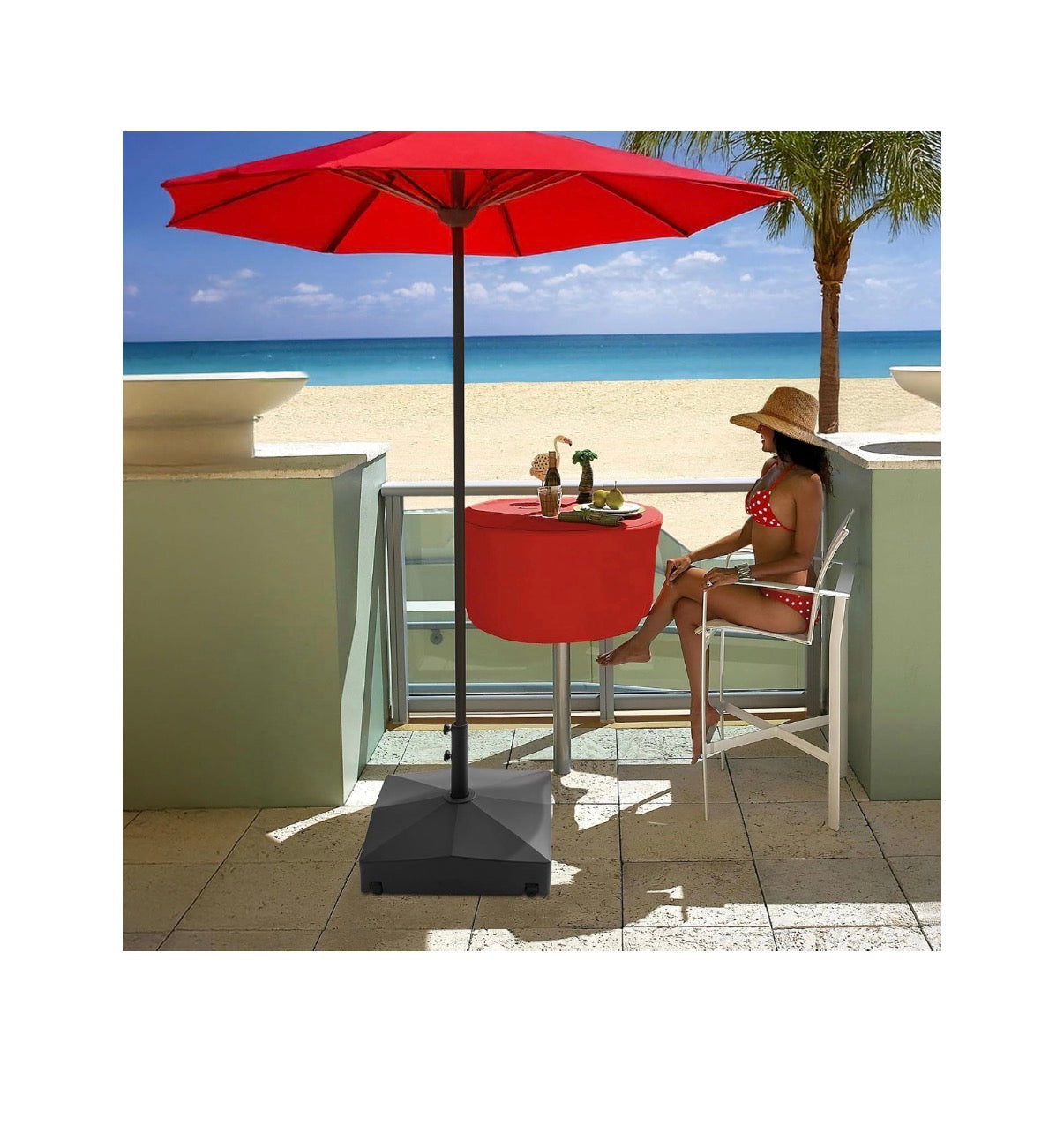Casafield Patio Ukmbrella Base-Fillable to 130lbs Weighted Stand with Wheels for Outdoor/Lawn or Pool Deck Umbrellas up to 12ft (Black) (New in Box)