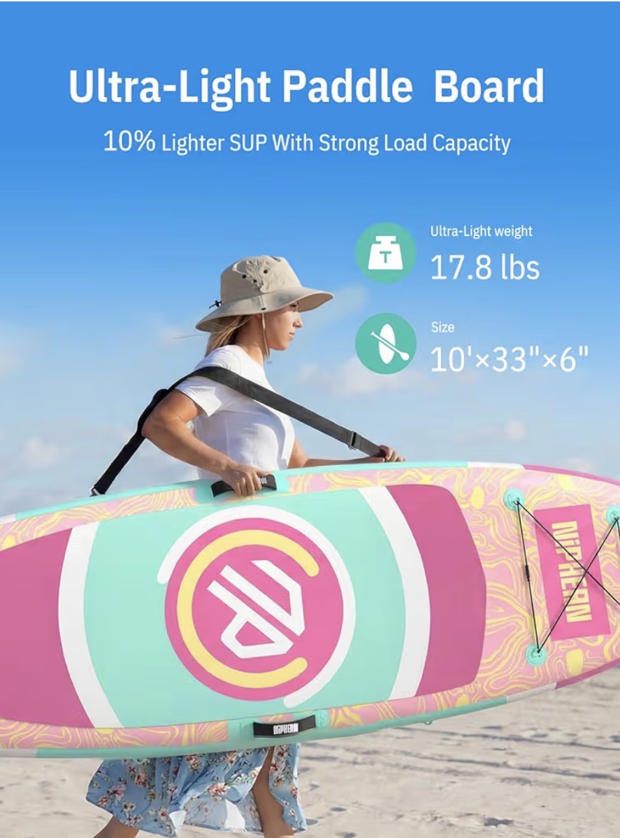 Niphean Extra Wide Paddle Board with StabilTrac Fin, Stable Inflatable Paddle Board with SUP Accessories