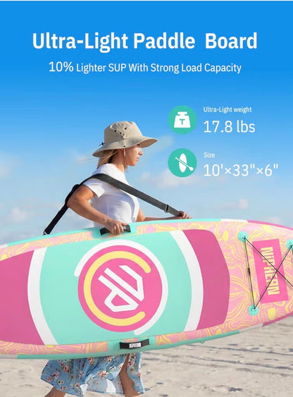 Niphean Extra Wide Paddle Board with StabilTrac Fin, Stable Inflatable Paddle Board with SUP Accessories