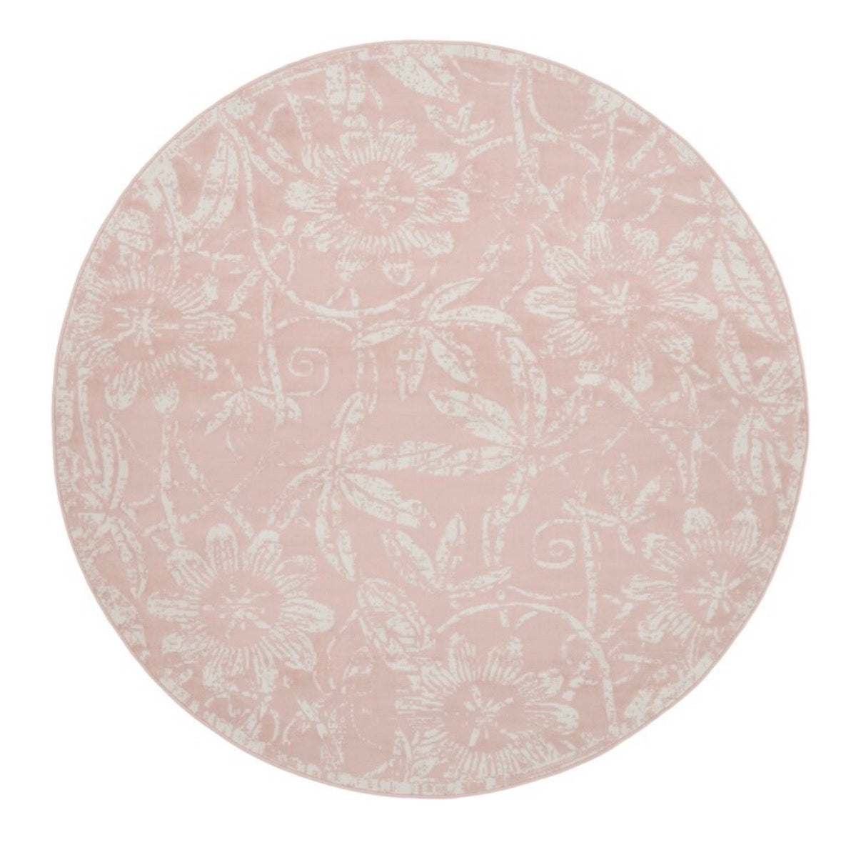 Whimsicle 5 X 5 ft Loomed Polypropylene Pink Round Indoor Floral Botanical Area Rug