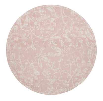 Whimsicle 5 X 5 ft Loomed Polypropylene Pink Round Indoor Floral Botanical Area Rug