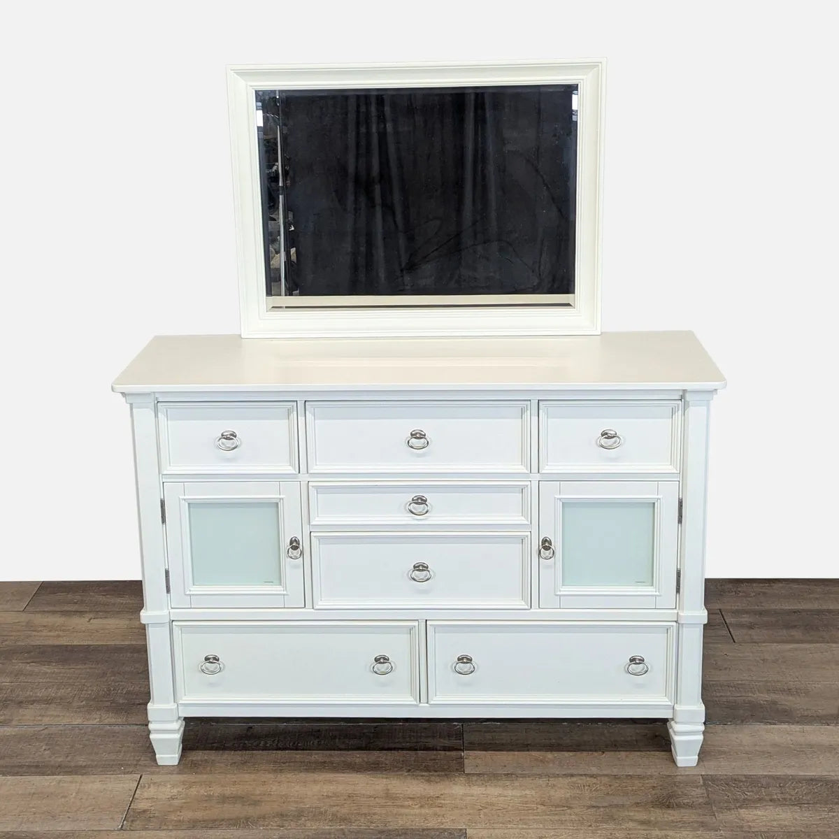 Ashley's Prentice White Dresser w/ Mirror