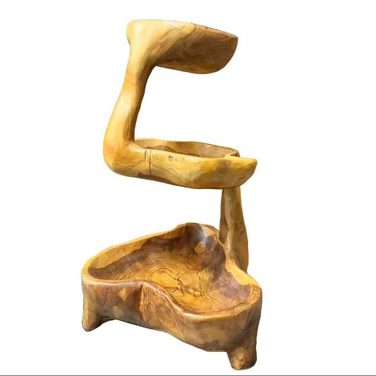 Teak Wood Multi-Tiered Bowl