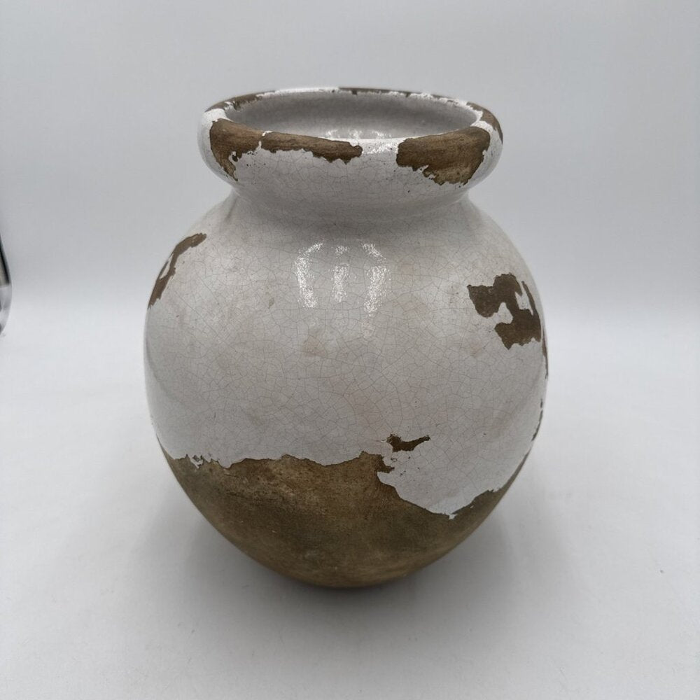 Pottery Barn Tuscany Glaze Terracotta White Vase