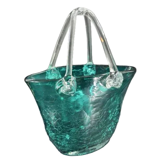 Hand-Blown Crackle Glass Vase