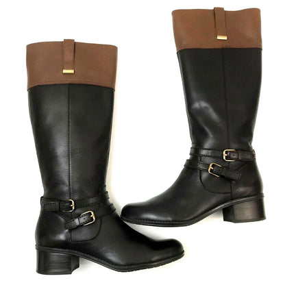 (New) BD Carlotta Women's Leather Riding Boots Upper Gold Buckles