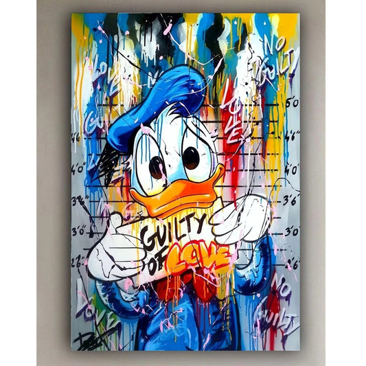 Guilty of Love: Donald Duck Graffiti Canvas Wall Art