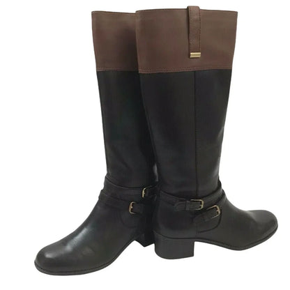 (New) BD Carlotta Women's Leather Riding Boots Upper Gold Buckles