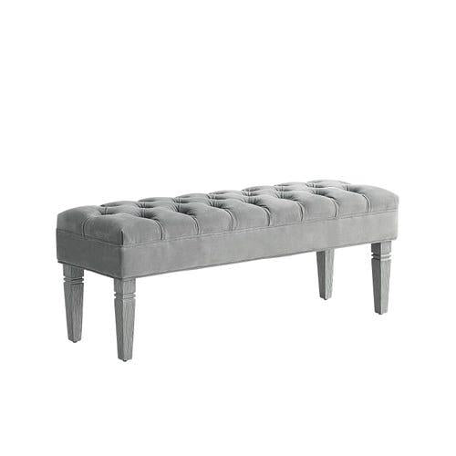Hayworth Bella Gray Velvet Tufted Bench