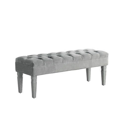 Hayworth Bella Gray Velvet Tufted Bench